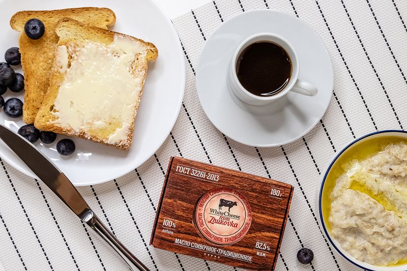 Вкусный и полезный завтрак со сливочным маслом White Cheese from Zhukovka